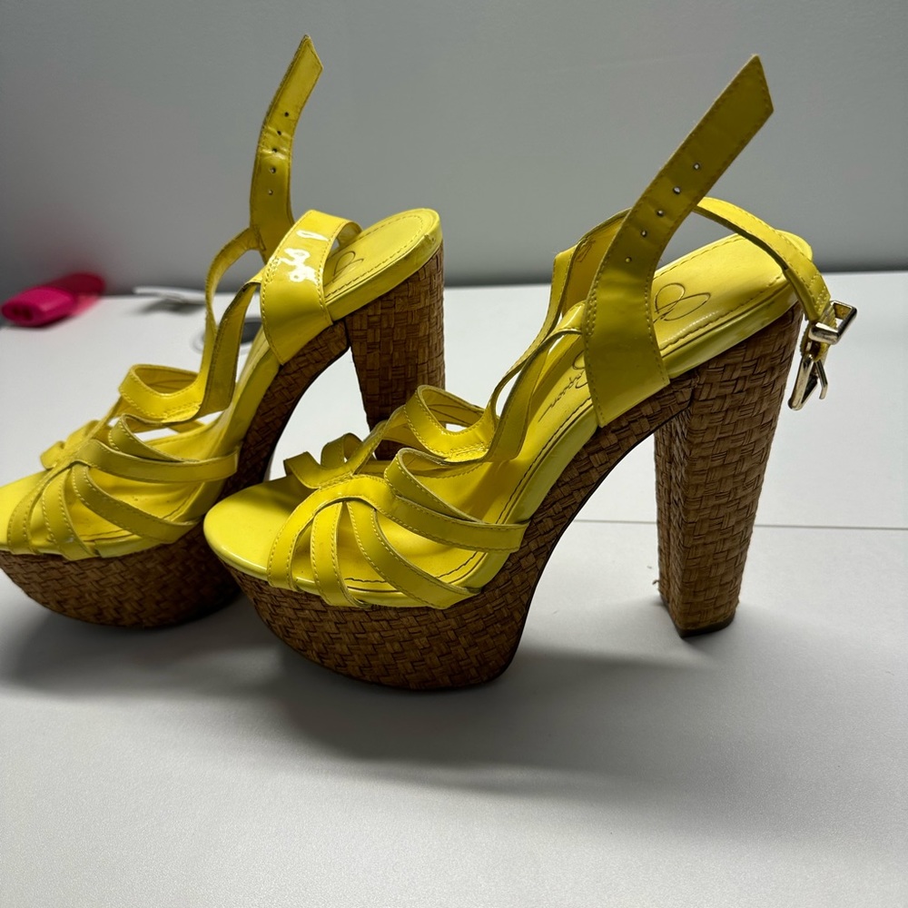 Jessica simpson yellow high heels sandals